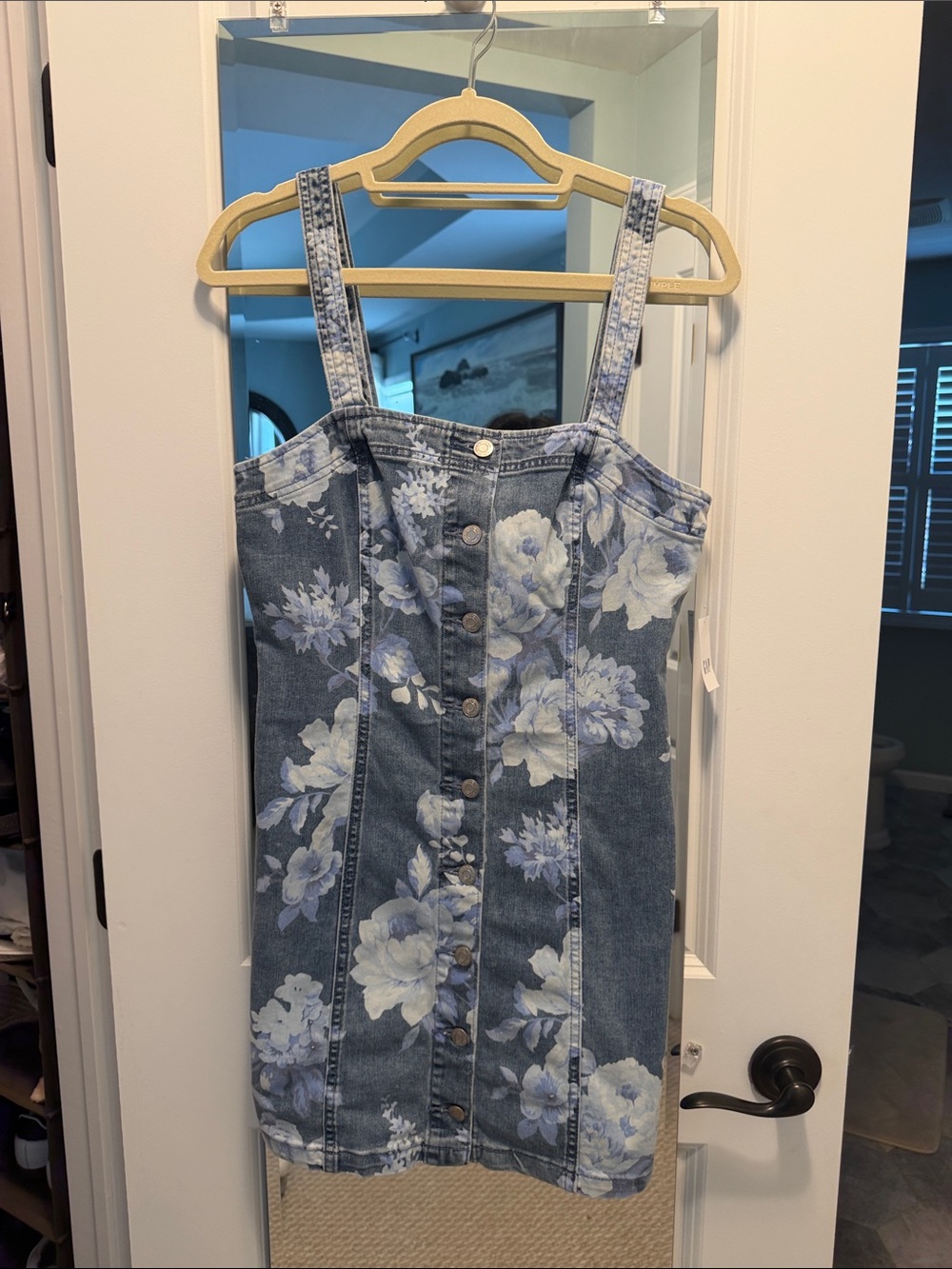 Gap Floral Denim Button-Front Mini Dress - Blue Floral